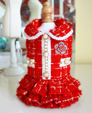 Handmade Red Tweed Dress Set ‐ レッドツイード ツーピース